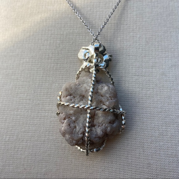 925 Silver Wrapped Geode Necklace - Picture 9 of 10